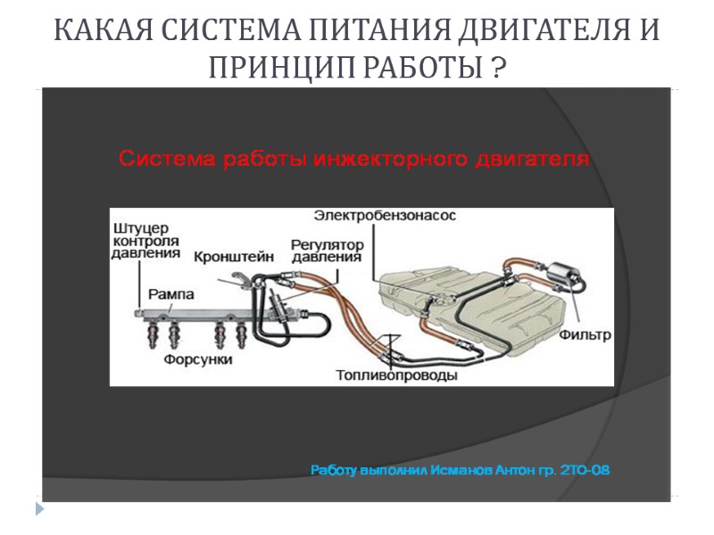 КАКАЯ СИСТЕМА ПИТАНИЯ ДВИГАТЕЛЯ И ПРИНЦИП РАБОТЫ ?